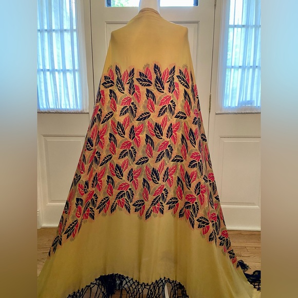 Vintage 1920s Art Deco Floral Silk Fringe Shawl Flapper Piano HUGE Coat Jacket - Picture 2 of 15
